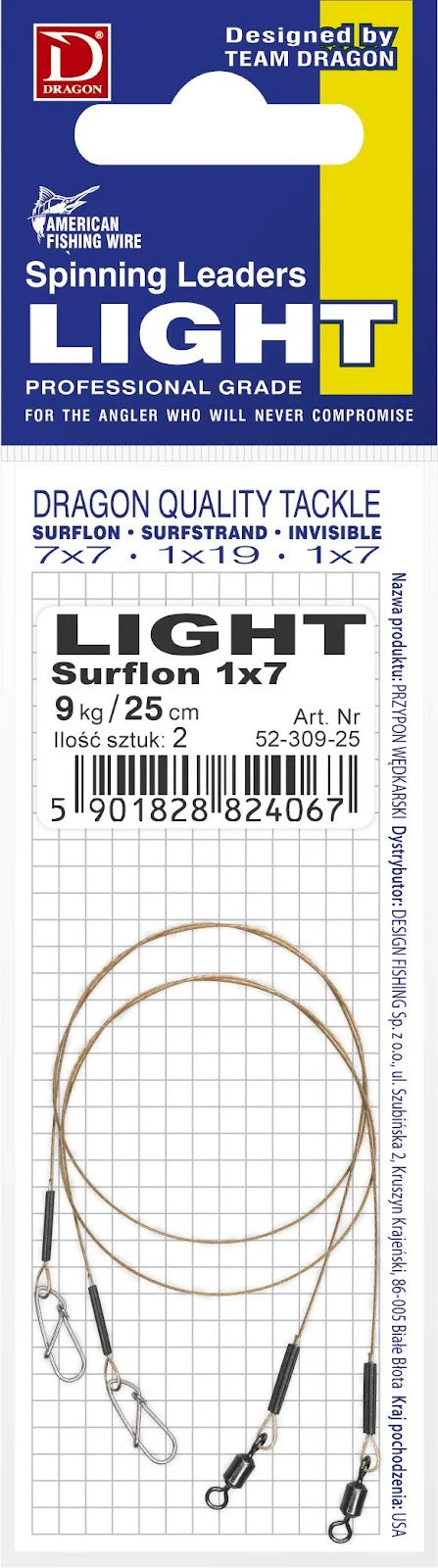 Pavadėliai Dragon Surfstrand AFW Light 25 cm 9kg