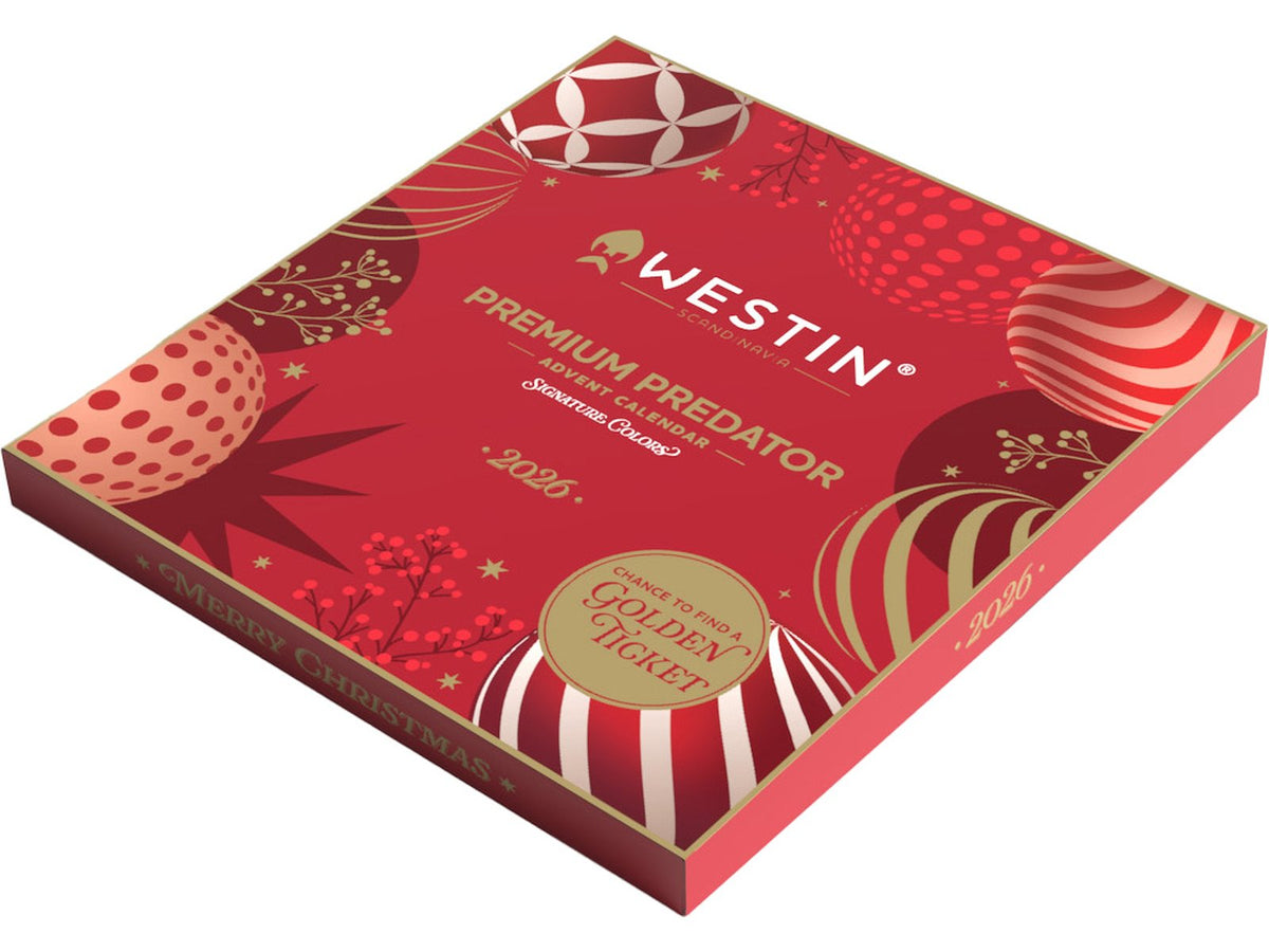 Westin 2026 Premium Predator Advent Calendar – advento kalendorius žvejams, 24 masalai su galimybe rasti Golden Ticket!