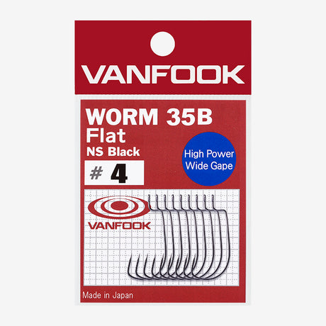 Vanfook kabliukai Worm 35B Flat NS Black