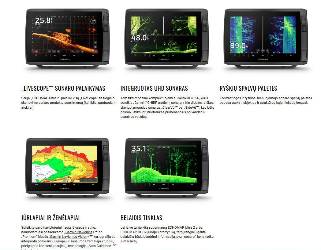 Echolotas Garmin Echomap Ultra 2 102sv , WW, w/GT56 su keitikliu
