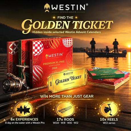 Westin 2026 Premium Predator Advent Calendar – advento kalendorius žvejams, 24 masalai su galimybe rasti Golden Ticket!