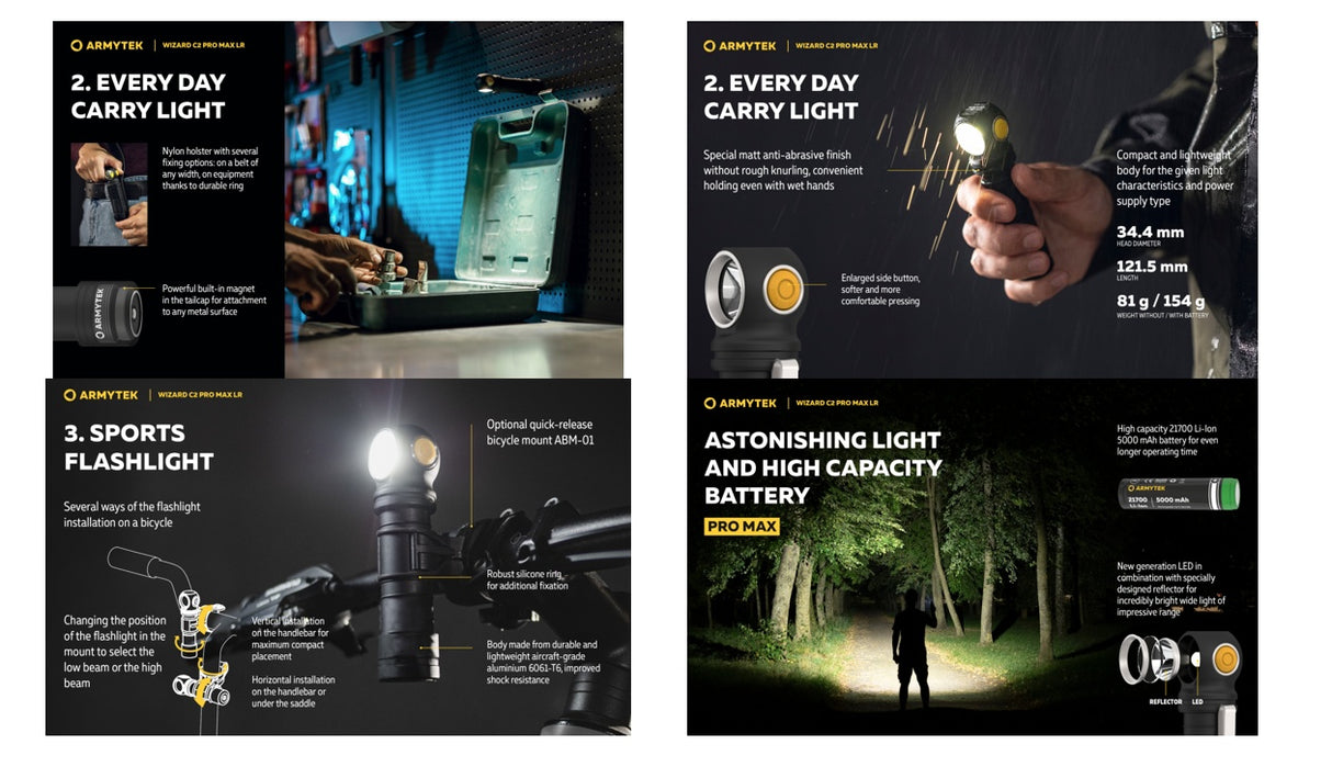 Armytek žibintuvėlis Wizard C2 Pro Max PCB Warm