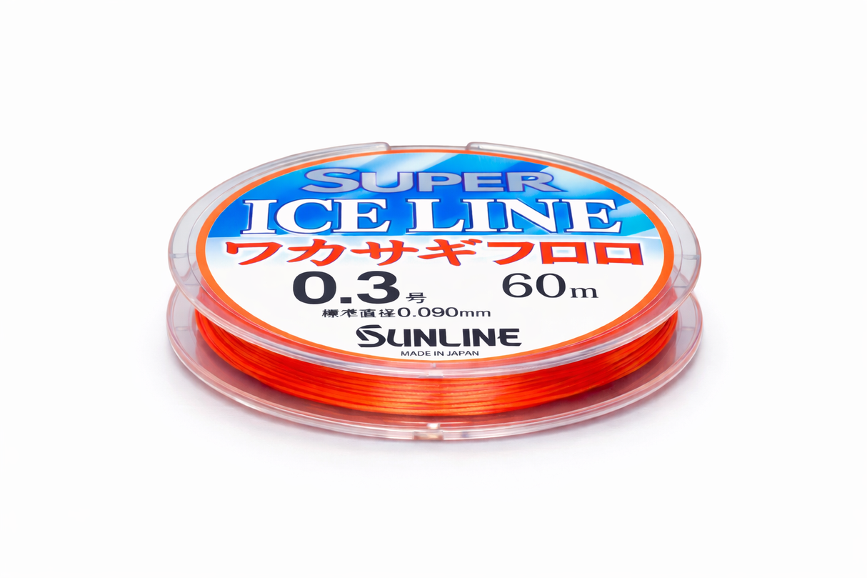 Sunline žieminis valas Ice Line Wakasagi Fluorocarbon (Orange) 60m