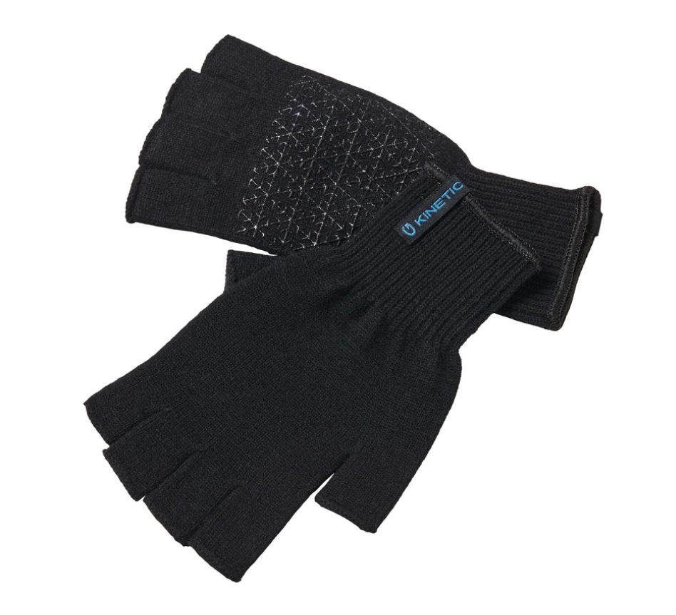 Kinetic merino vilnos pirštinės Merino Whool Half Finger Glove OS Black