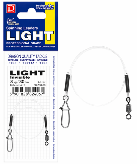 Pavadėlis Dragon Light Invisible Fluorokarboninis 30cm 8kg