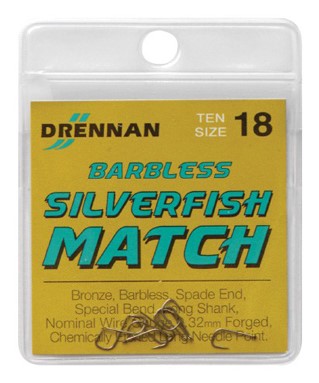 Drennan kabliukai Barbless Silverfish Match